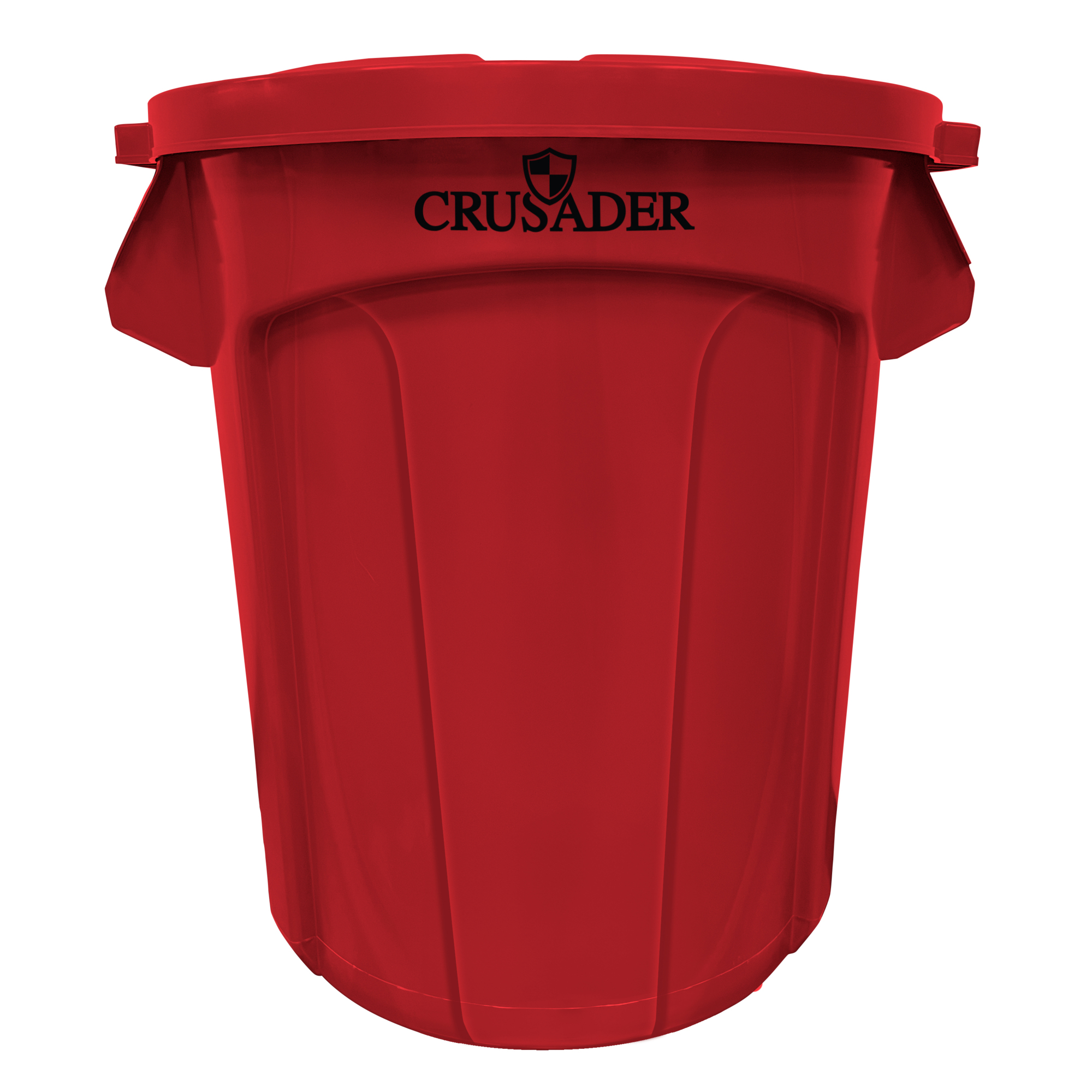 Crusader Round Heavy-duty Utility Container, 20 Gallon, 19-1/2" Dia. x 22-9/10" H, Polyethylene, Red, NSF, Made in USA